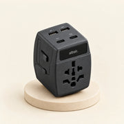 USB-C port and EU, UK, US and Australian plug types on the ALTAIR travel adaptor