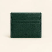 Closed forest-green ALTAIR leather cardholder with the ALTAIR logo
